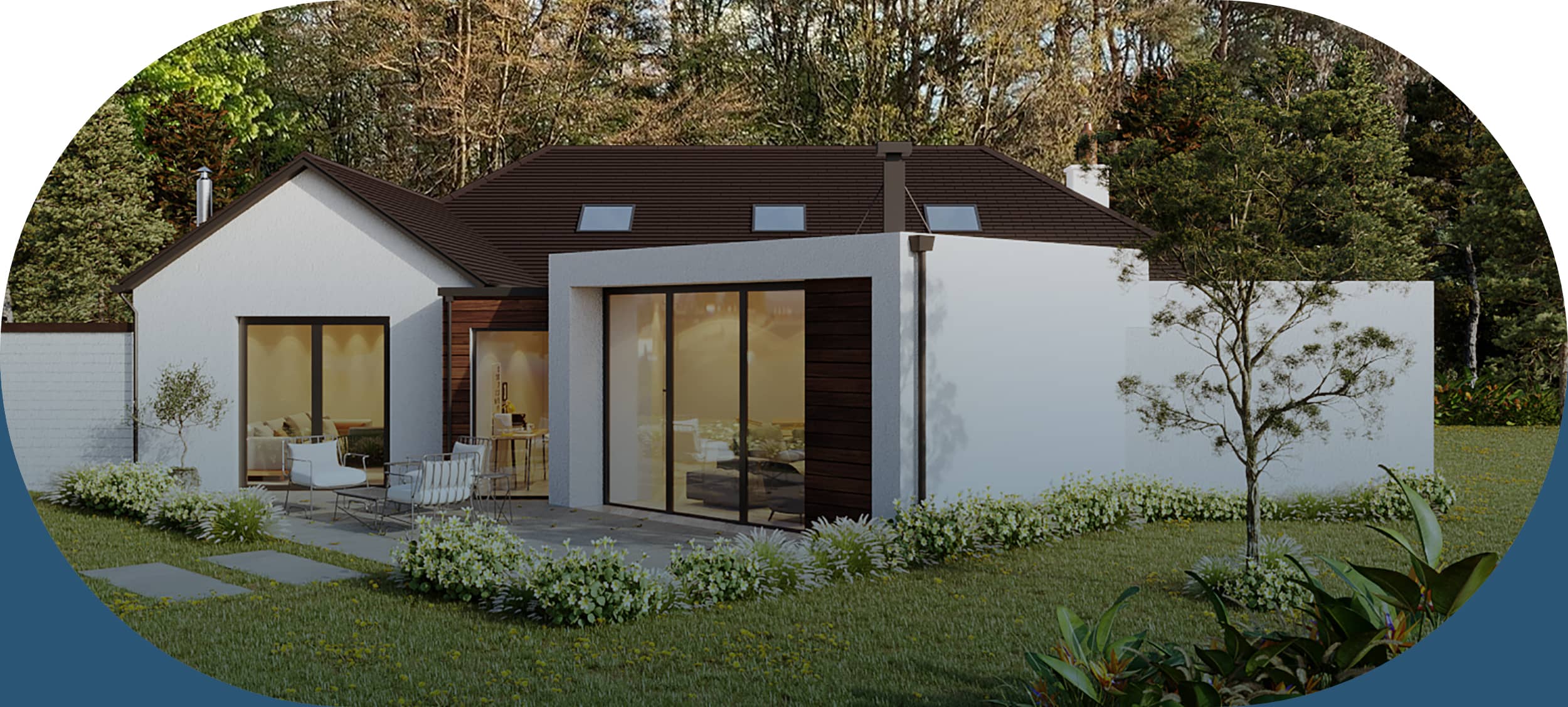 designer home set in gardens